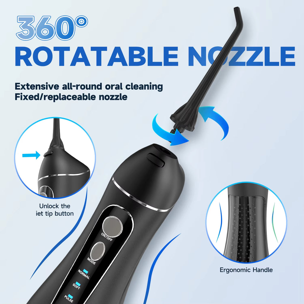 Water Floss Portable Cordless F18 Water Flosser 3 Cleaning Modes Waterproof Rechargeable Water Cleaner 4 Nozzles Clean Gums